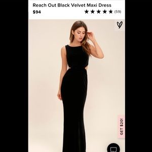 Lulu’s Reach Out Black Velvet Maxi Formal Dress